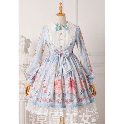 Strawberry Witch Blueberry Dolly Collar Long Sleeve One Piece